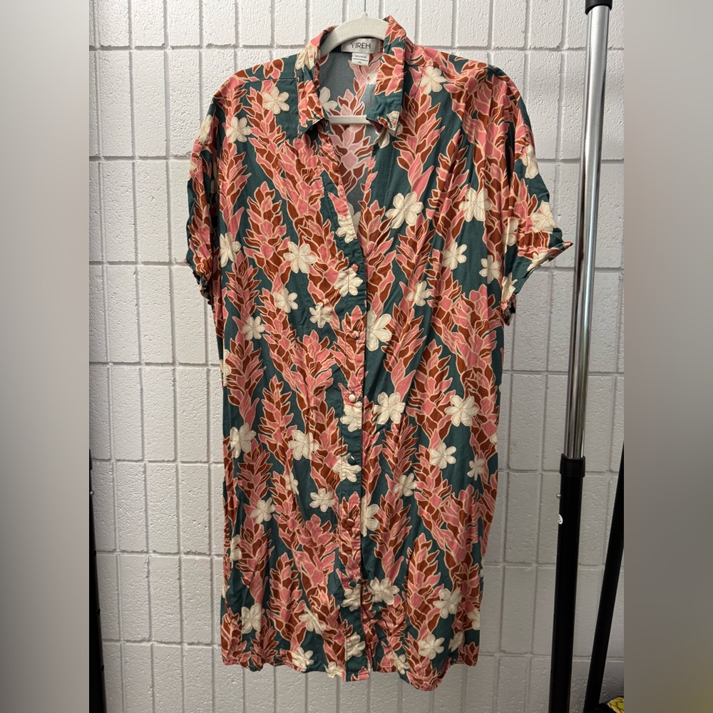 Floral Button-Up Mini t-shirt Dress